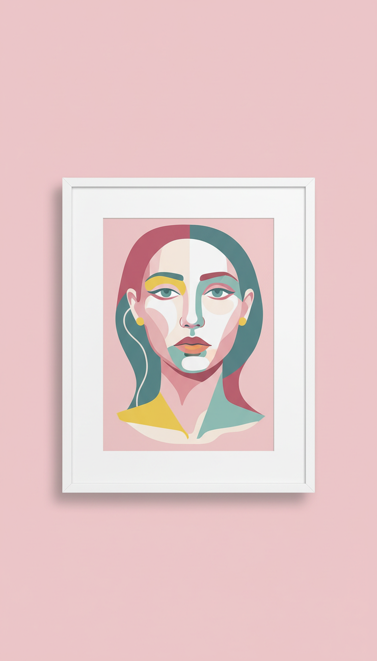 Minimalist Line Art with Pastel Tones